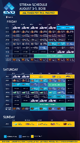 Evo 2018 Stream Schedule
