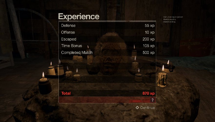 Friday the 13th Game Experience Points