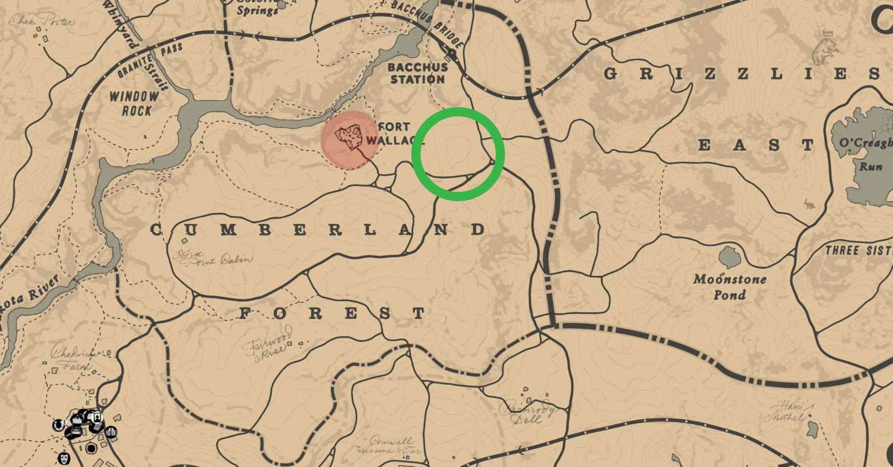 Red Dead Redemption 2 Fort Wallace Rectangle Circle