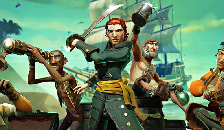 Pirates ready up as they prepare to set sail on the open seas in Sea of Thieves.