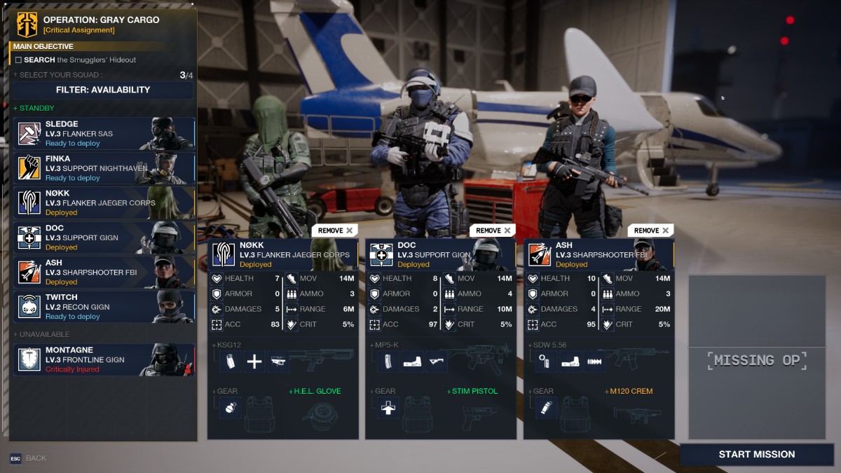 Rainbow Six Tactics Mission Setup