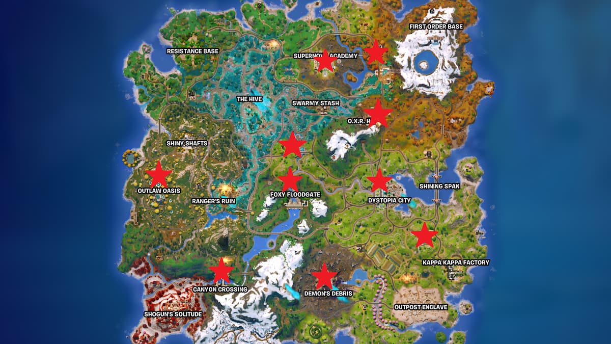 all birthday cake locations marked on map in fortnite