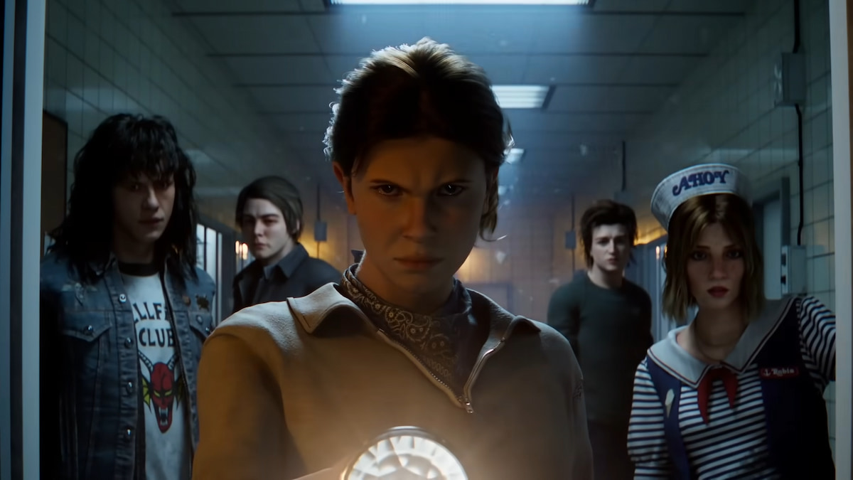 Eleven standing with Eddie, Jonathan, Steve, and Robin in dead by daylight 