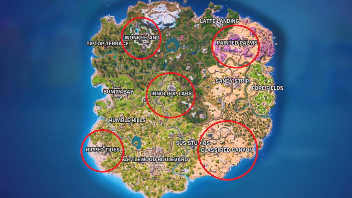 Ubicaciones de jefes en fortnite capítulo 7, temporada 1