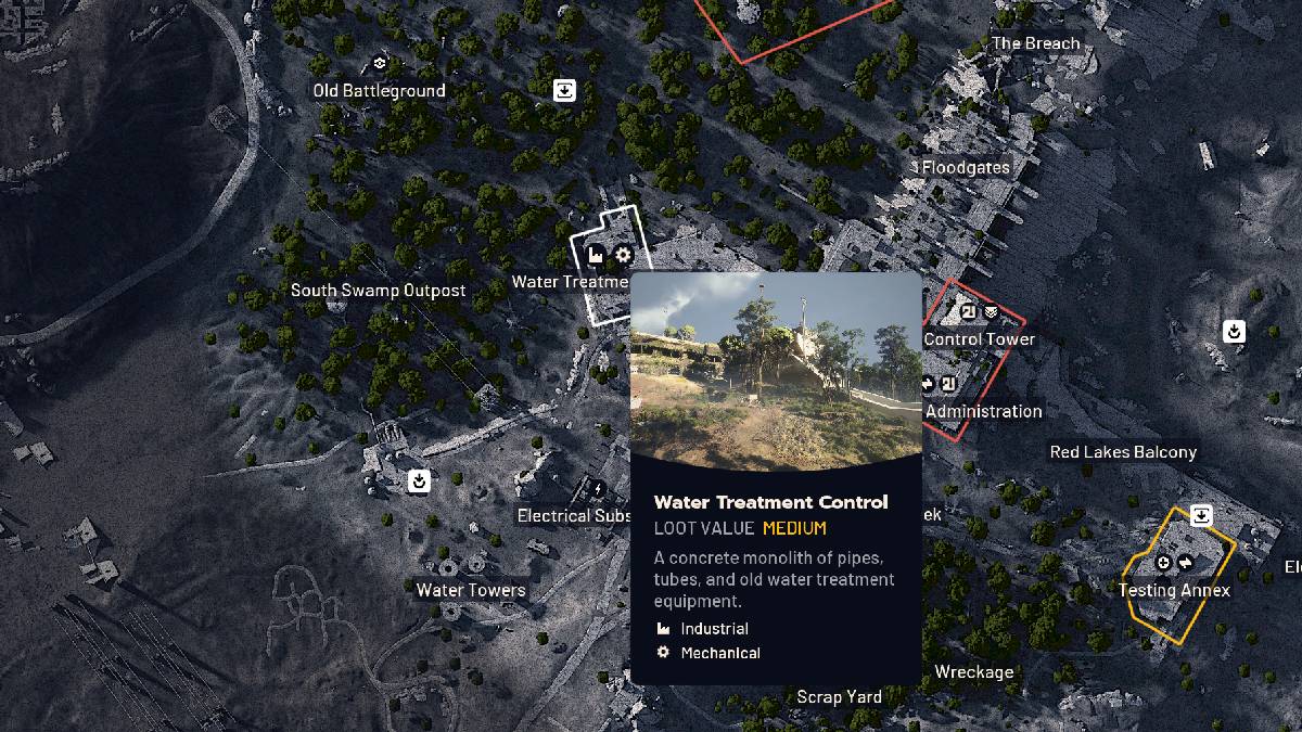 Ubicación del uso clave de vigilancia de presas de ARC Raiders en el mapa