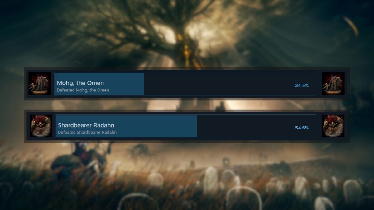 Porcentaje de logros de Mohg y Radahn