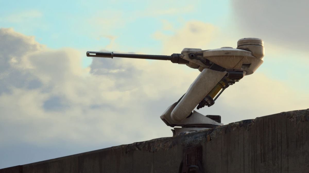 Torreta láser de largo alcance ARC enemiga de ARC Raiders