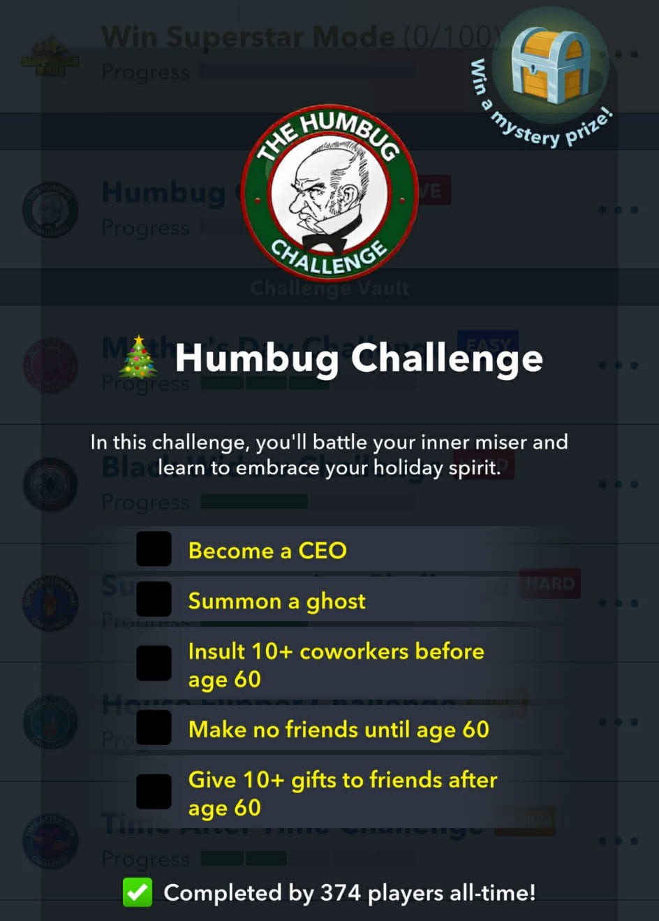 desafío de embaucamiento en bitlife