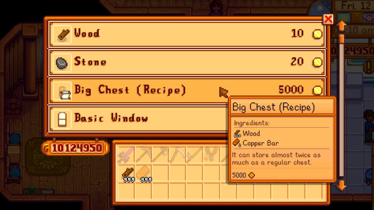 How to Craft a Large Chest in Stardew Valley (Update 1.6) Thehiu