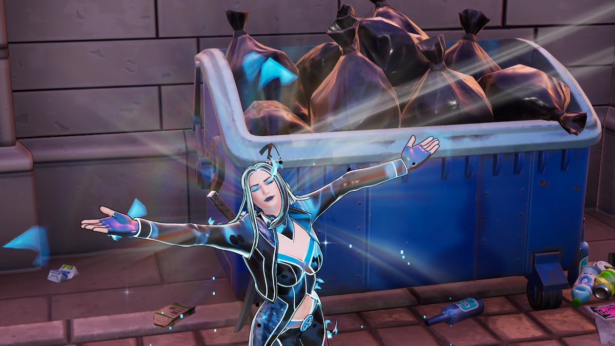 bailando junto a un contenedor de basura en fortnite