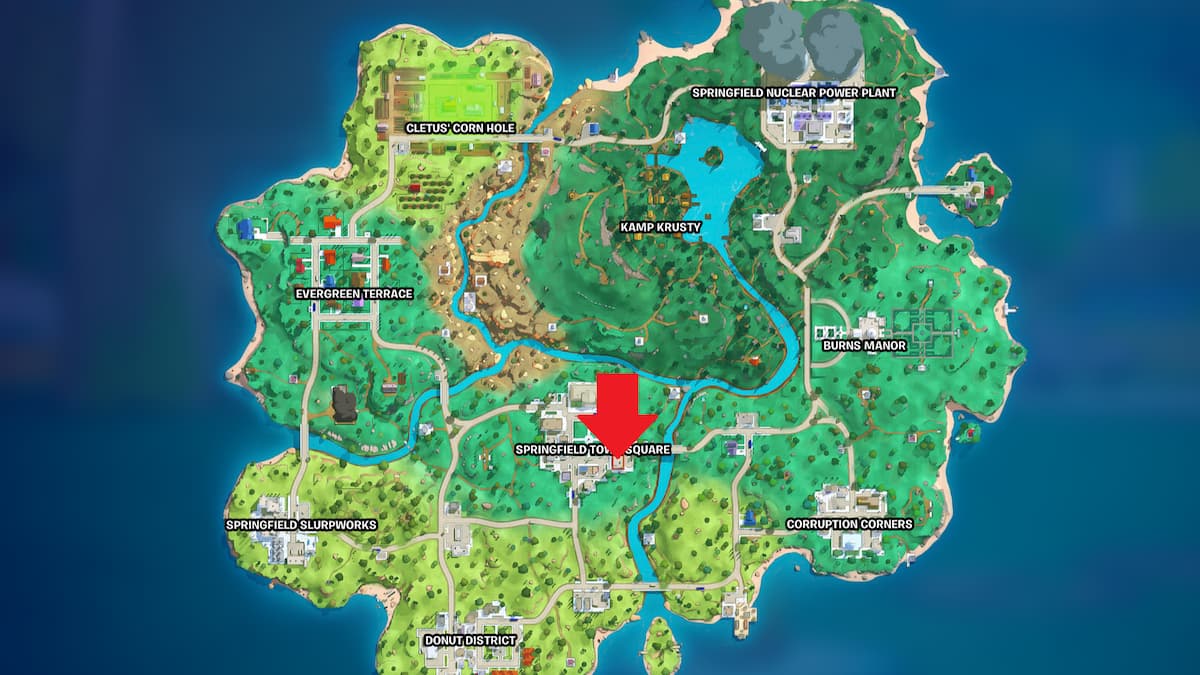 Ubicación del mapa de Krusty Burger en Fortnite.