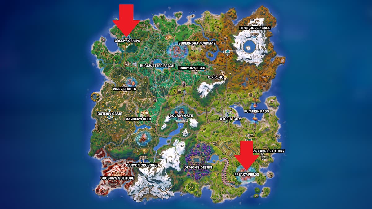Ubicaciones del mapa de Jason marcadas en Fortnite