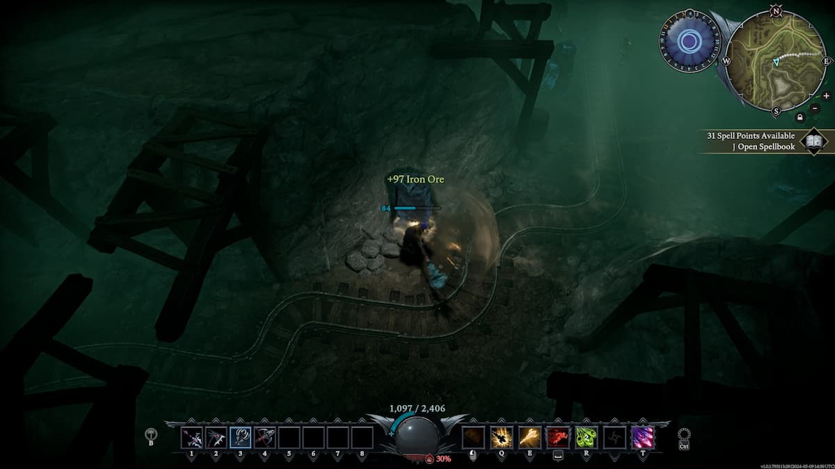 Cultivando hierro en V Rising.