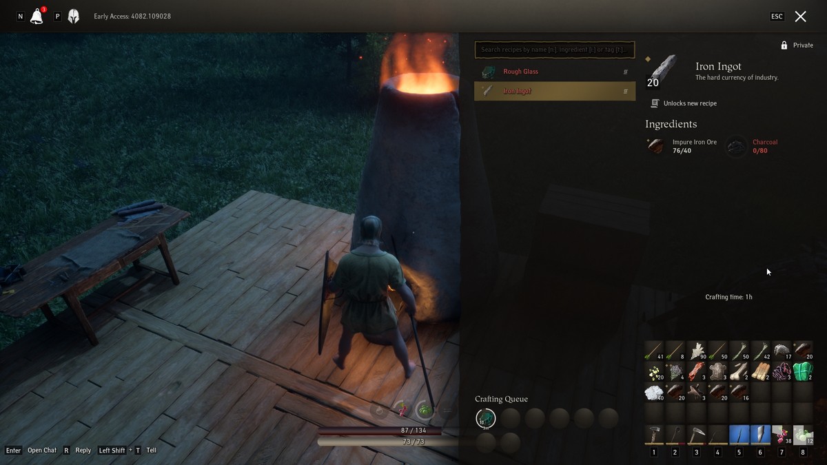 Lingotes de hierro en el horno Pax Dei