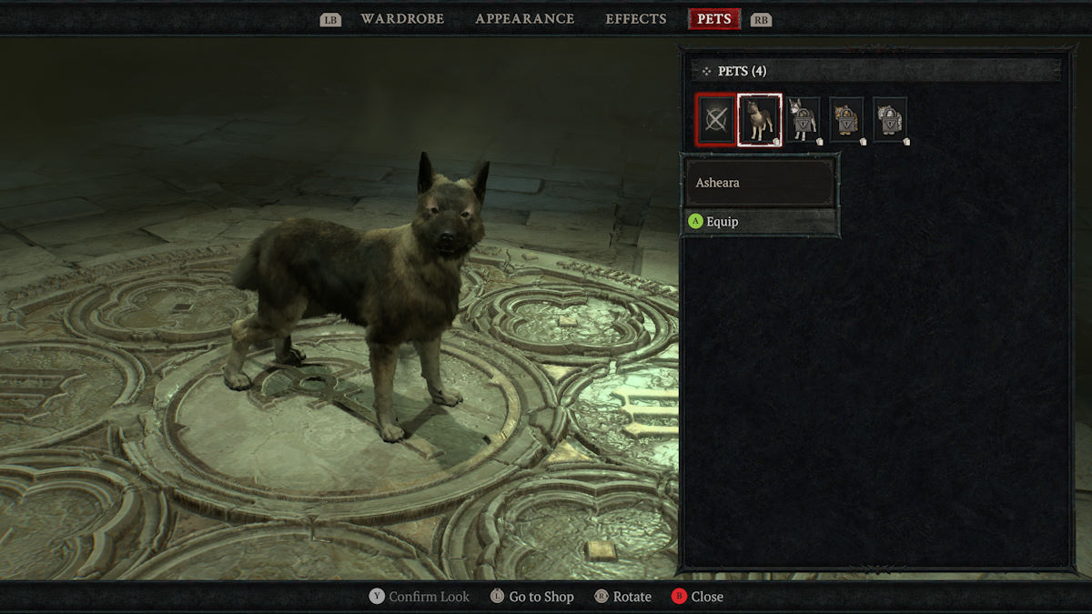 Armario para mascotas de Diablo 4