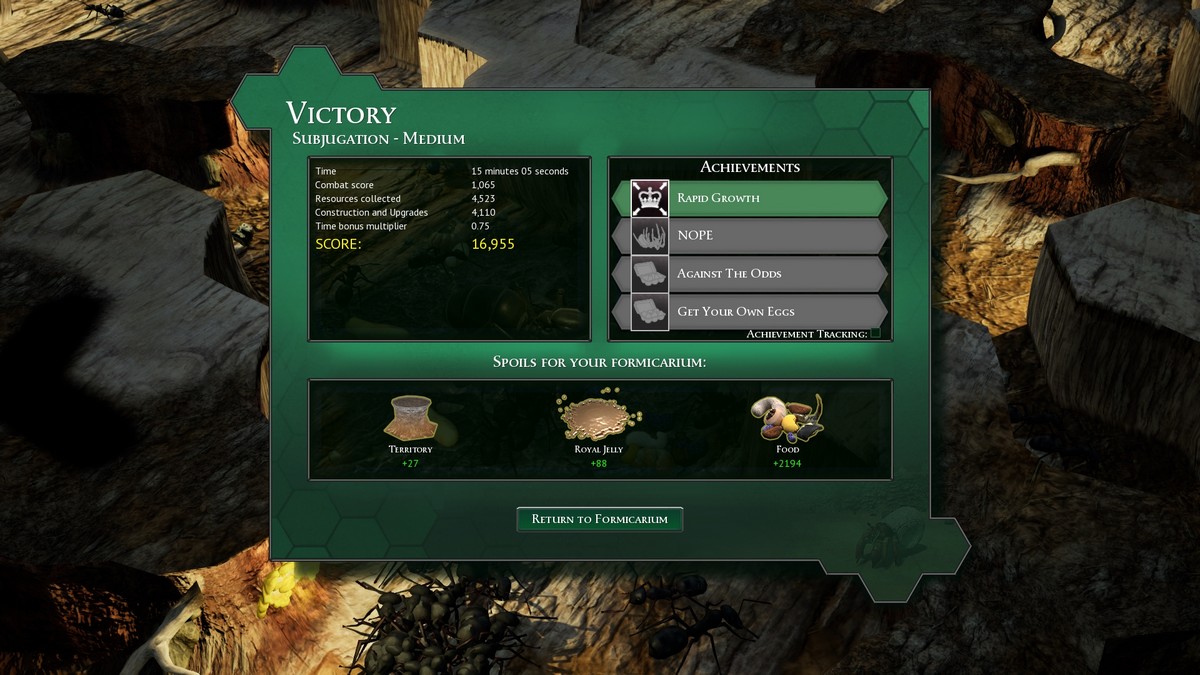 A história recompensa a dificuldade média em Empires of the Undergrowth