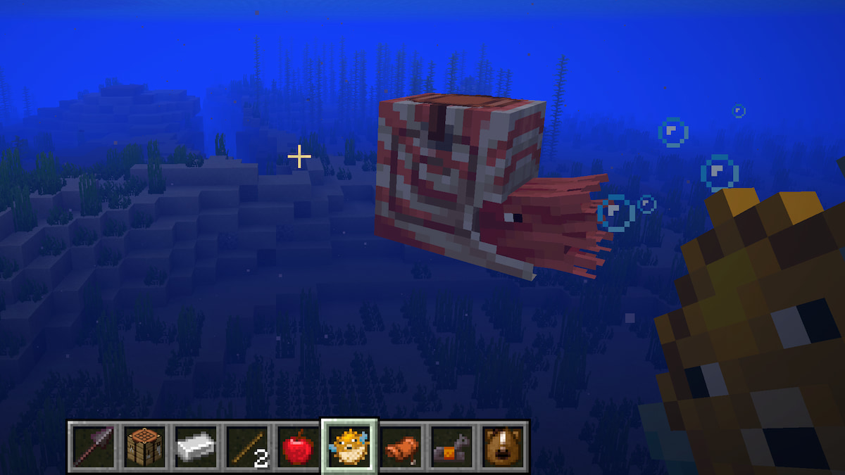 Feeding a nautilus in minecraft