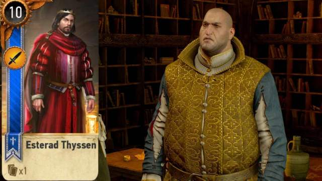 The Witcher 3 Big City Players Gwent Card Esterad Thyssen next to Sigmund Djikstra