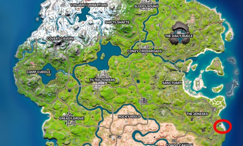 location of the tow away beach fortnite