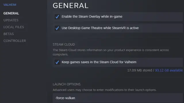 Valheim Steam Properties Vulkan