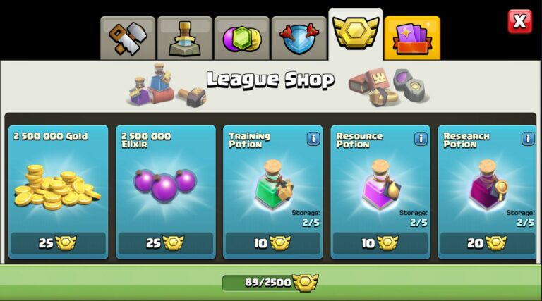 clash of clans league rewards