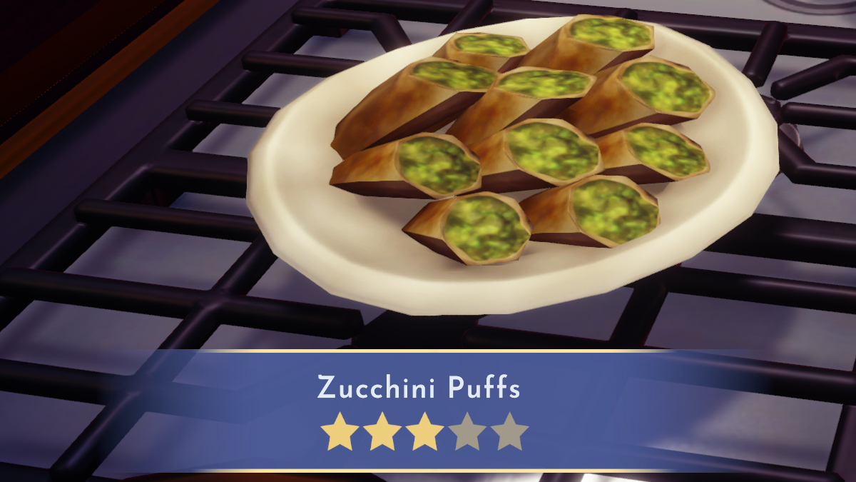A screenshot of Zucchini Puffs in Disney Dreamlight Valley.