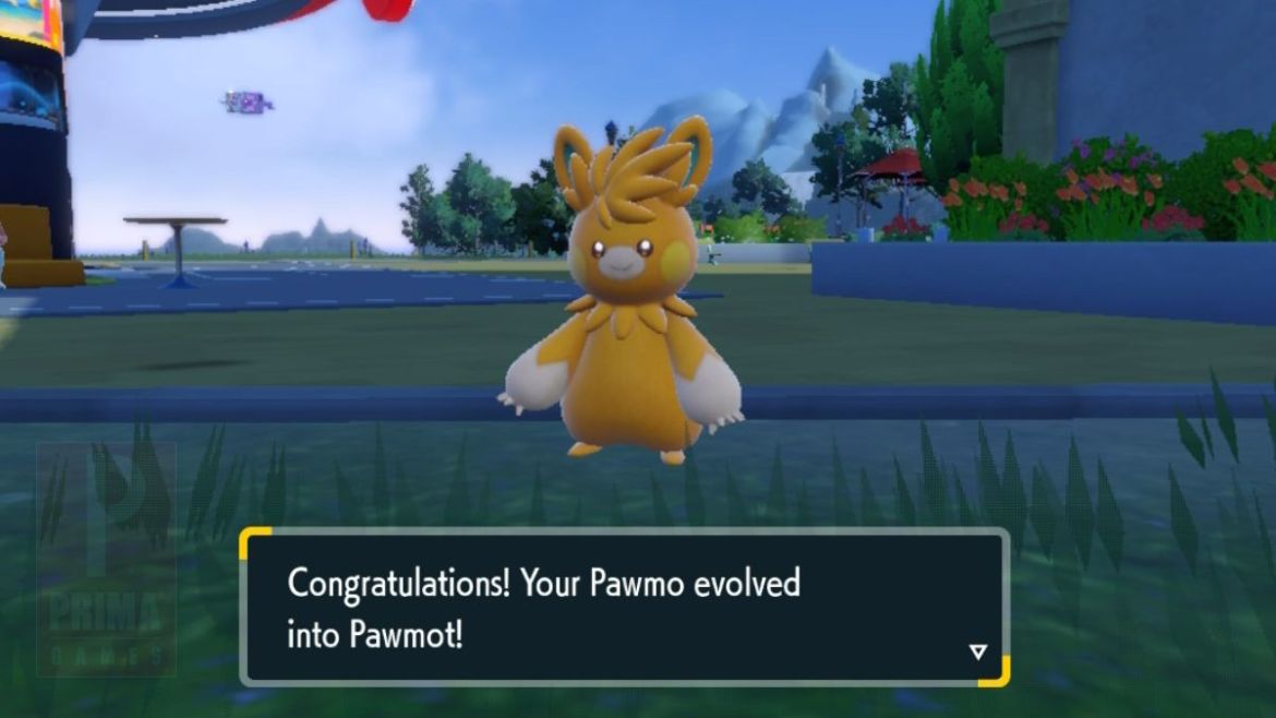 Evolving Pawmo into Pawmot in Pokemon Scarlet and Violet