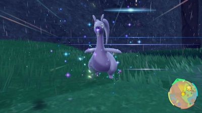 Screenshot of Goodra after it's evolved in Pokemon Scarlet and Violet.