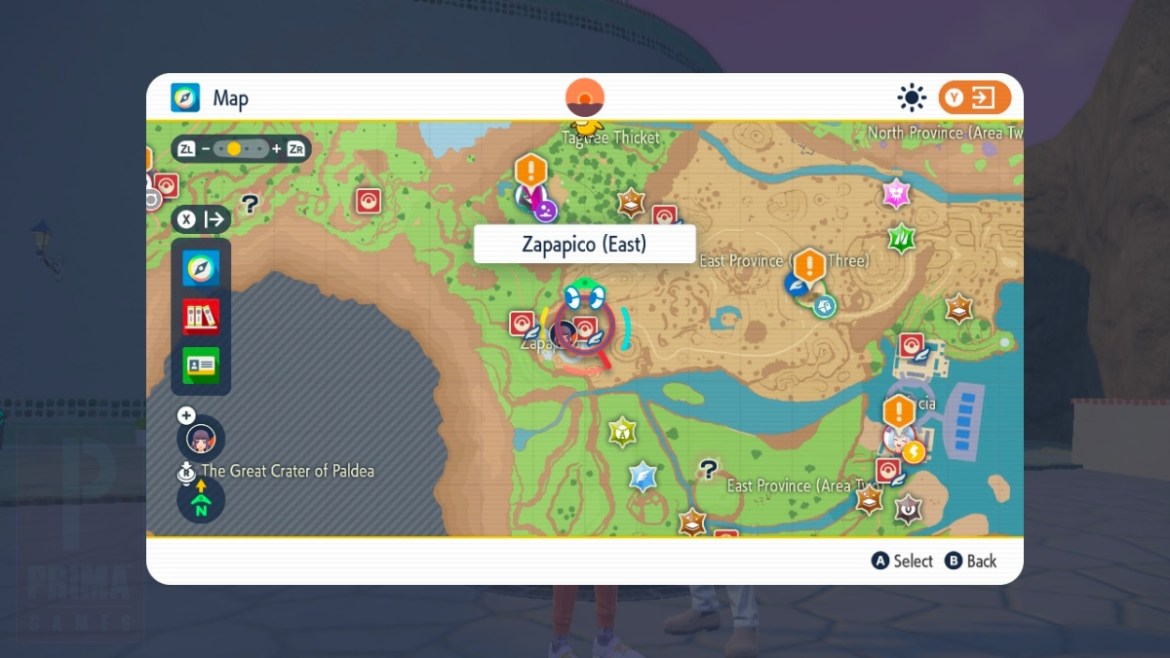 Screenshot of Zapapico on the map in Pokemon Scarlet and Violet.