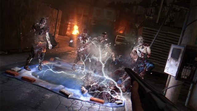 Dying Light screenshot of several zombies getting electrocuted