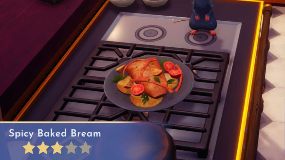 Disney Dreamlight Valley Spicy Baked Bream Recipe