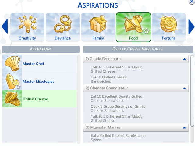 Grilled Cheese Hidden Aspiration in The Sims 4