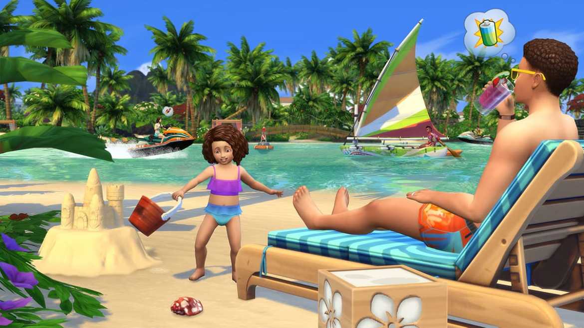 Beachcombing in The Sims 4 Island Living