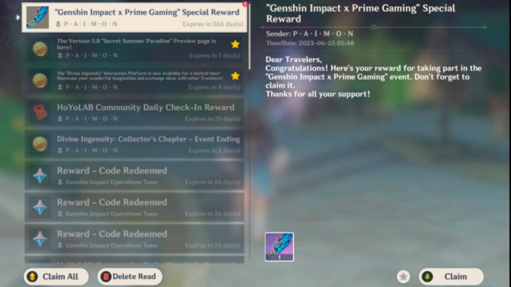 How to claim Prime Gaming exclusive Genshin Impact drop, Wings of the  Starlit Feast - Dot Esports