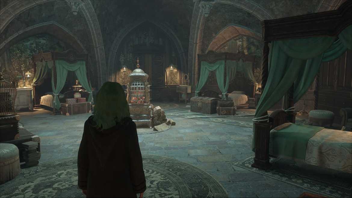 Slytherin Common Room in Hogwarts Legacy