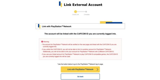 CAPCOM ID | Warning Page