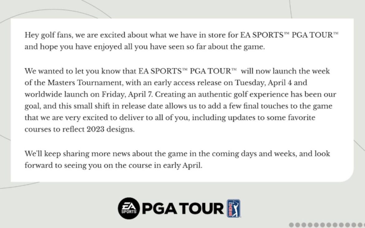 EA Sports PGA Tour 2023 | Release date info