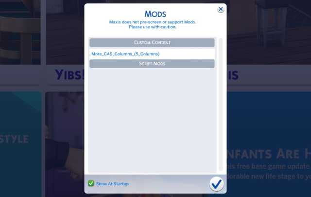 The Sims 4 CAS Columns Mod