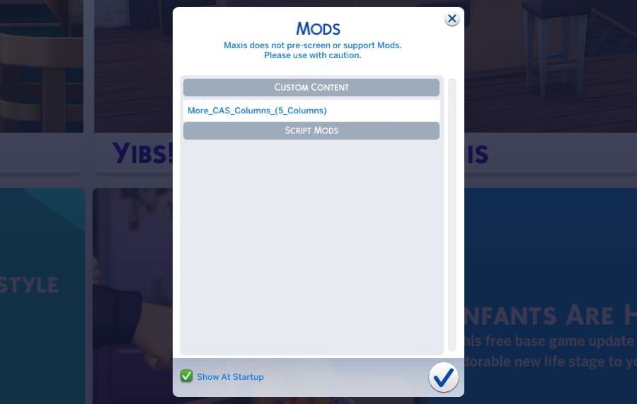 The Sims 4 CAS Columns Mod