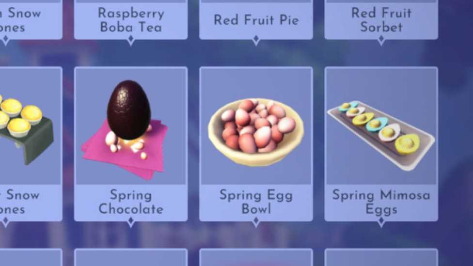 Easter Cooking Recipes in Disney Dreamlight Valley Event