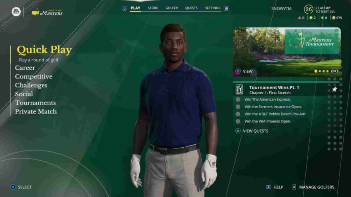 EA Sports PGA Tour | Main Menu