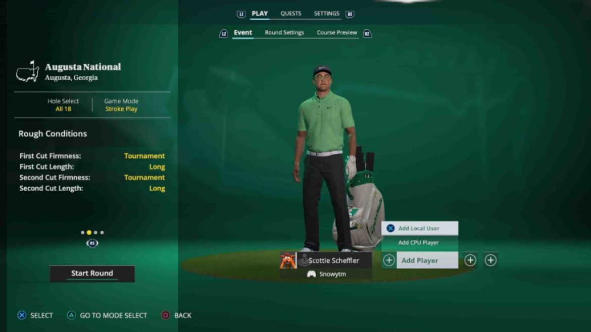 EA Sports PGA Tour | Select Golfer | Quick Play