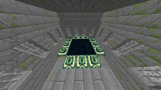 Screenshot of a scary Minecraft portal to the End Dimension.