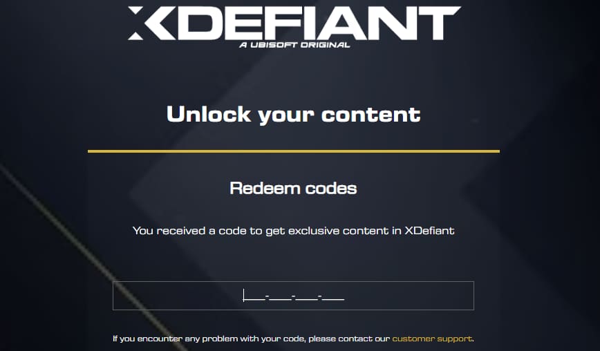 XDefiant Closed Beta Code Redeem Screen