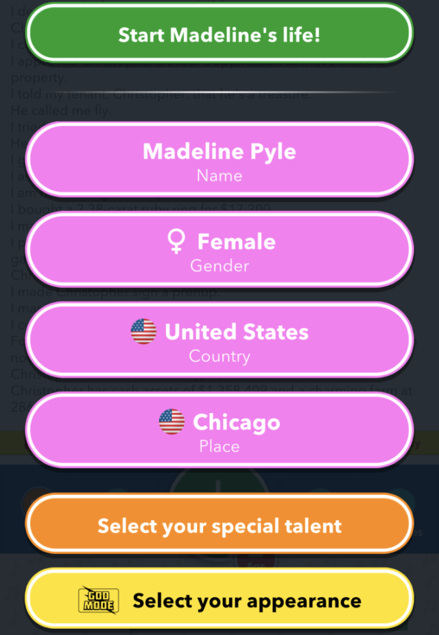 BitLife United States and Chicago Options