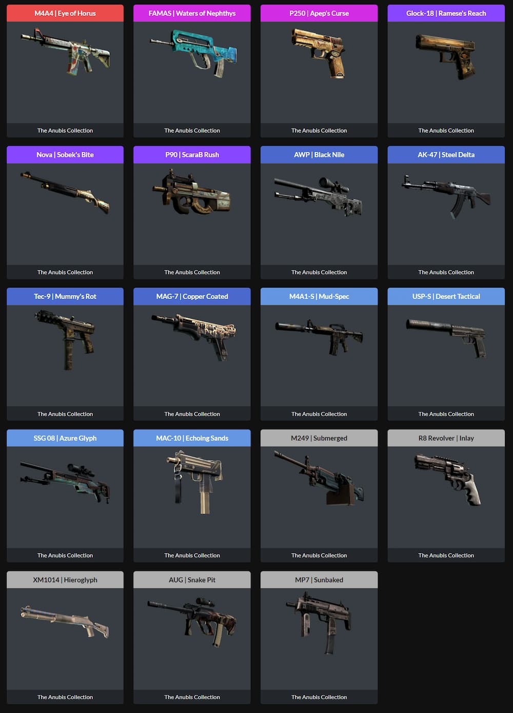 All Skins in the CS:GO Paris 2023 Anubis Souvenir Package Collection ...