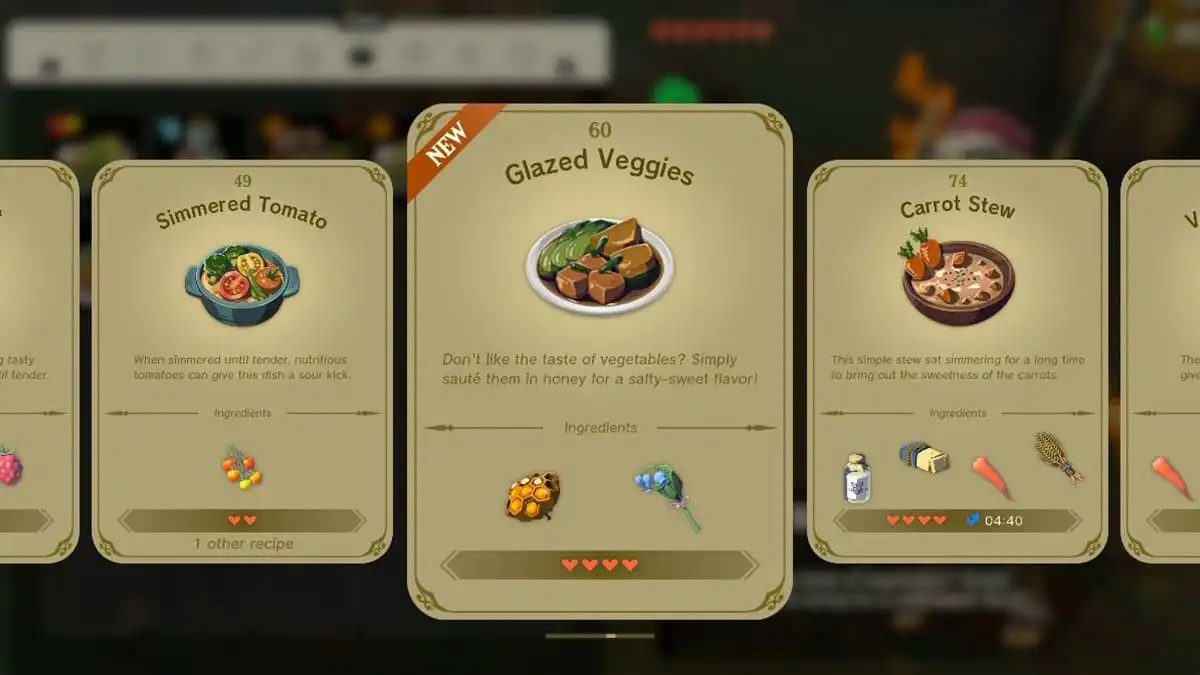 How to Make Glazed Veggies in Zelda Tears of the Kingdom (TOTK