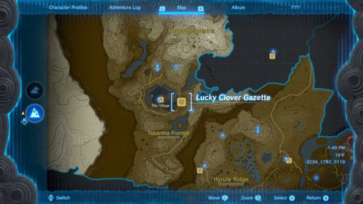 Lucky Clover Gazette Location for Froggy Armor Set TOTK