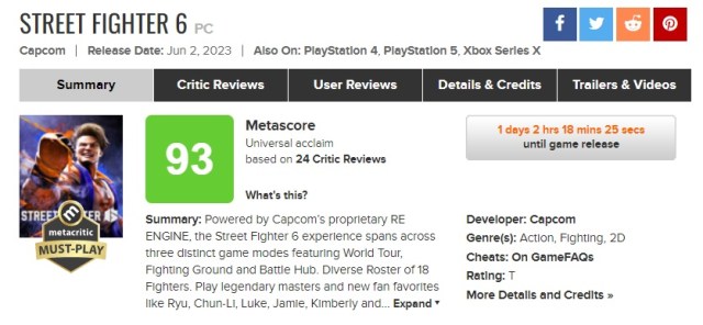 Street Fighter 6 Metacritic Score Revealed - Prima Games