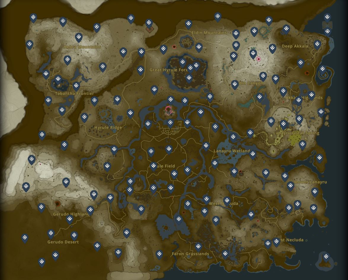 All Hyrule Shrine Locations In Zelda Tears Of The Kingdom (TOTK ...